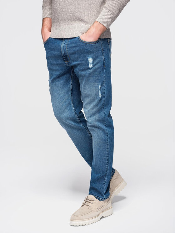 Ombre Ombre Jeansy OM-PADP-0255 Niebieski Slim Fit