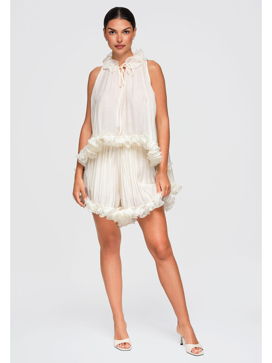 Ombre Ombre Bluzka OW-TS-E0065 Kremowy Loose Fit