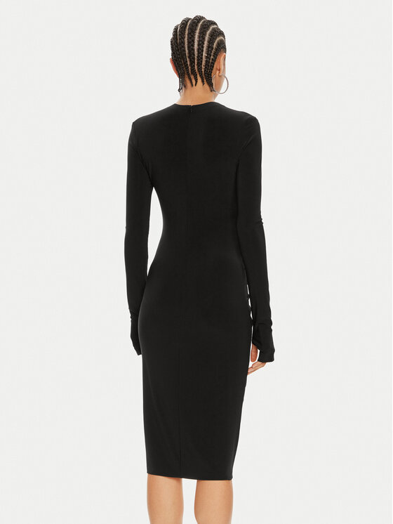NORMA KAMALI NORMA KAMALI Cocktail obleka KK1243PLD25001 Črna Slim Fit