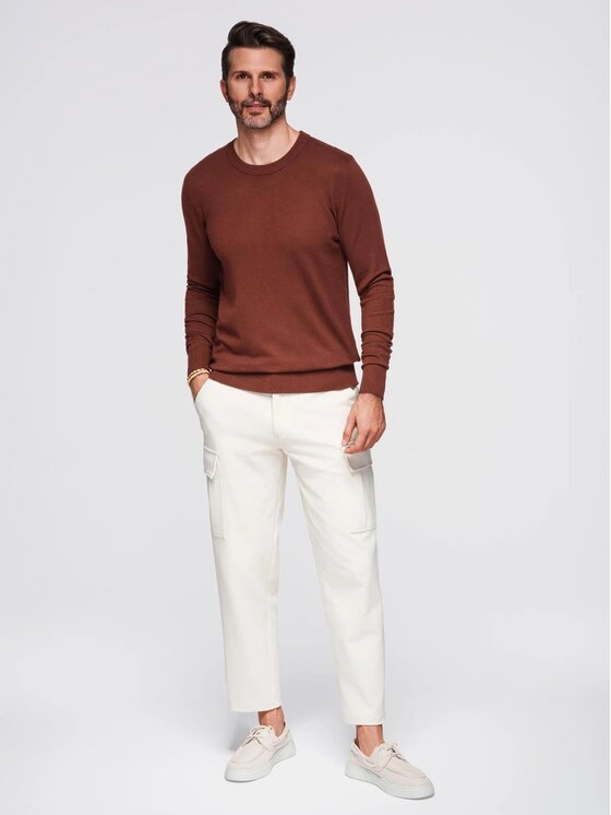 Ombre Ombre Sweter OM-SWSW-0183 Bordowy Regular Fit