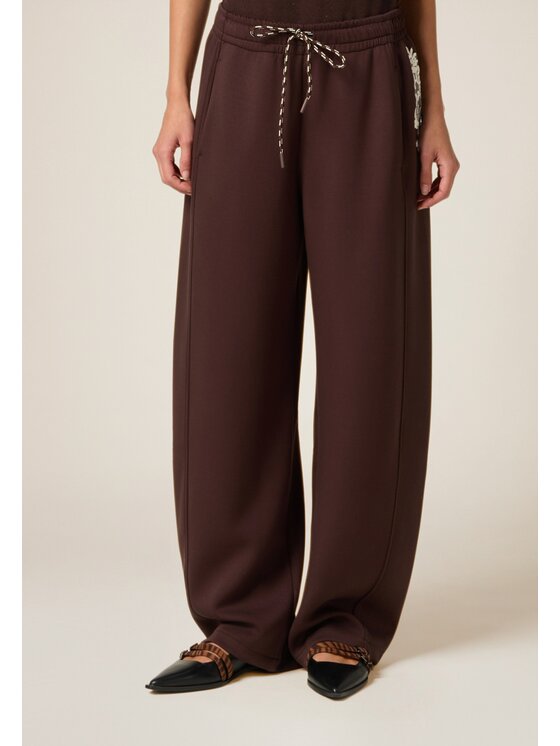 Oltre Oltre Pantaloni di tessuto P818J002553N032 Marrone Baggy Fit