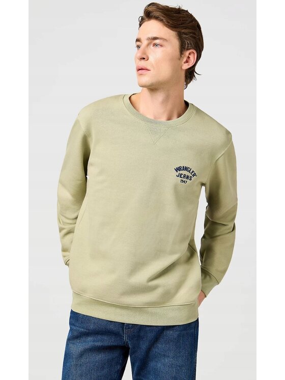 Wrangler Wrangler Bluza Small Logo Crew Zielony Regular Fit