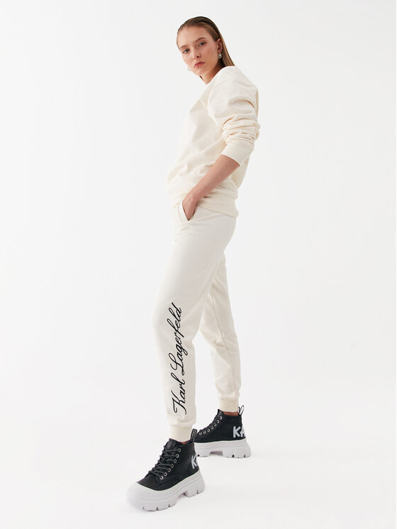 KARL LAGERFELD KARL LAGERFELD Spodnie dresowe 231W1050 Écru Regular Fit