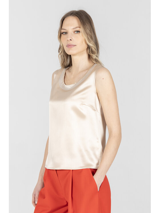 Deni Cler Milano Deni Cler Milano Top W-DC-0006-F2-G7-12-1 Beżowy Regular Fit