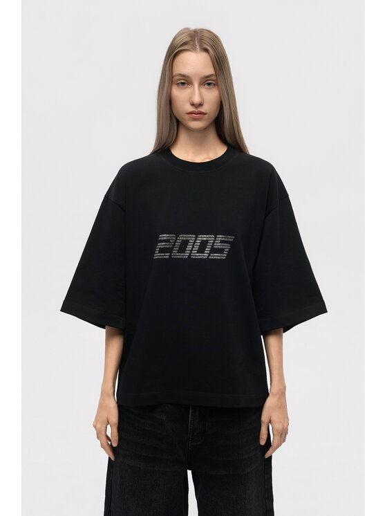 2005 2005 T-Shirt Signature Czarny Oversize