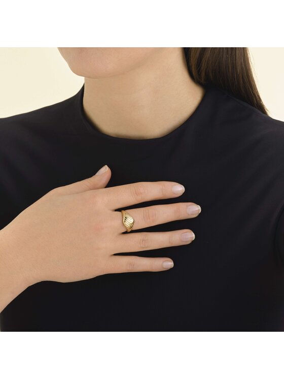 Rosefield Rosefield Pierścionek Striped Ring Złoty