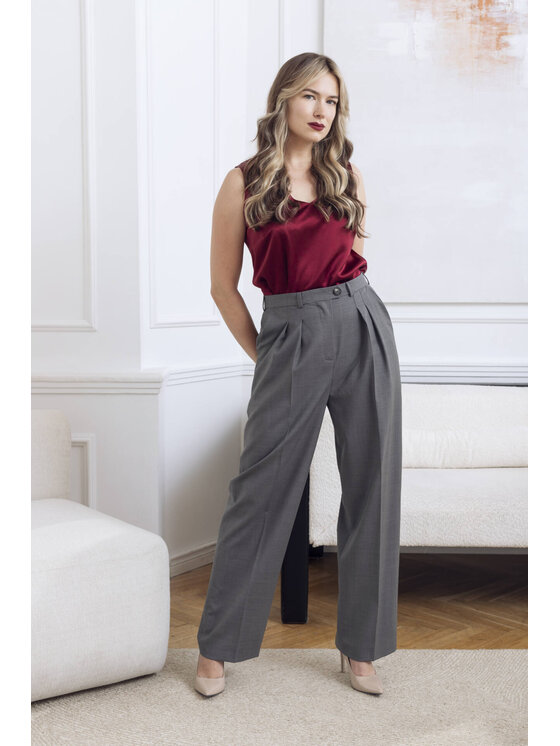 Justyna Ołtarzewska Justyna Ołtarzewska Spodnie materiałowe Jazzy Szary Regular Fit