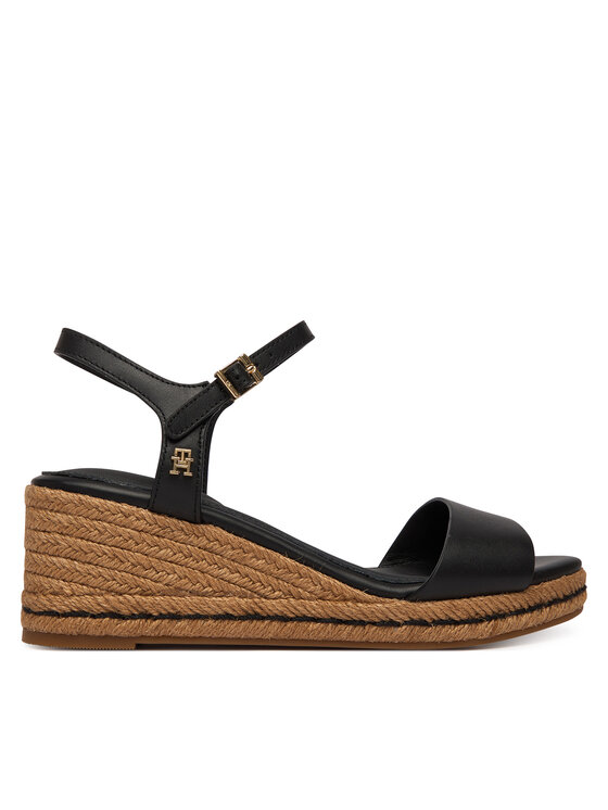 Tommy Hilfiger Tommy Hilfiger Espadrilky Mid Wedge Espad Leather FW0FW09340 Čierna