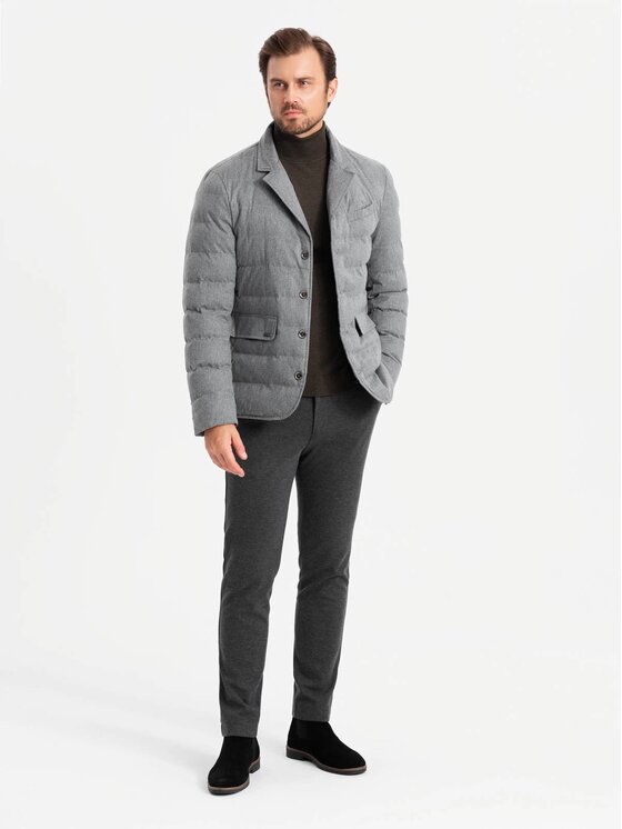 Ombre Ombre Zimní bunda OM-JALP-0170 Šedá Regular Fit