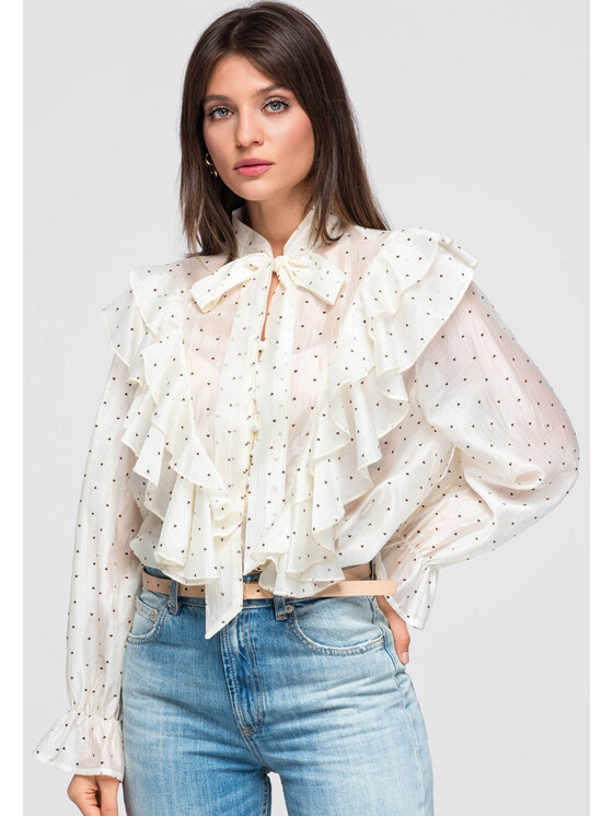 Ombre Ombre Koszula OW-SH-E0049 Beżowy Loose Fit