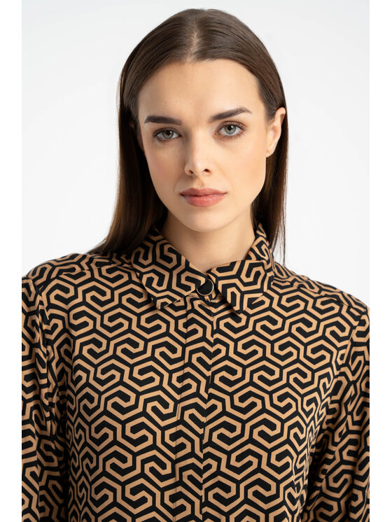 CLICK CLICK Koszula 10-6935 Brązowy Regular Fit