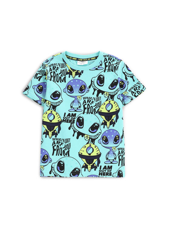 Chłopięcy T-Shirt Coccodrillo, Rozmiar 110, Turkusowy, WC5143201CBK