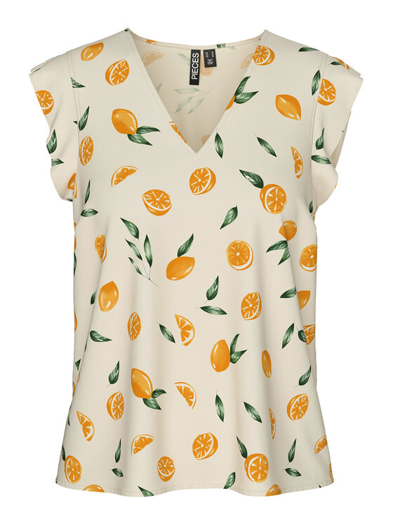 Pieces Pieces Blusa Nya 17147804 Écru Regular Fit