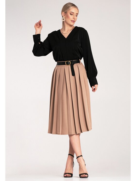 FIGL FIGL Gonna plissettata M1154 Beige A-Line Fit