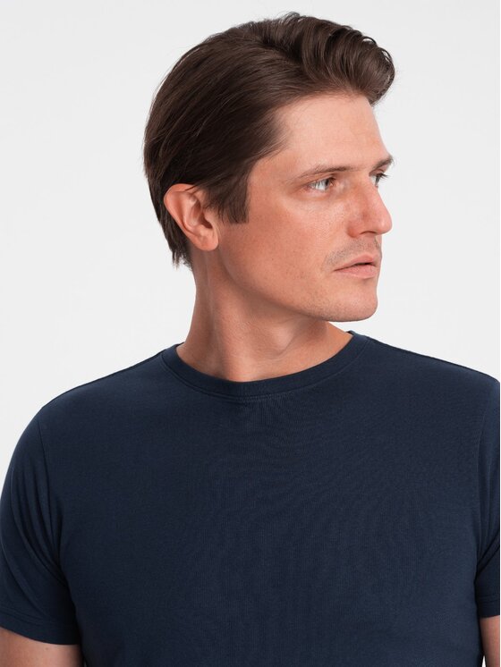Ombre Ombre T-Shirt OM-TSBS-0146 Granatowy Fitting Fit