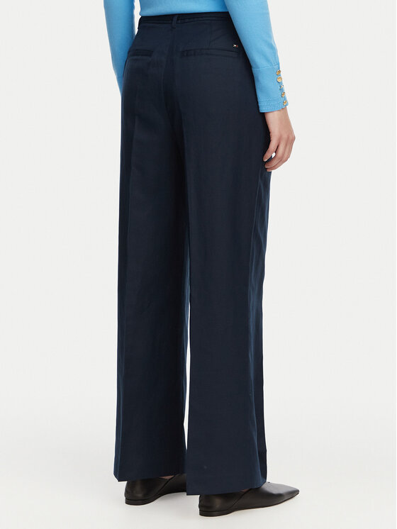 Tommy Hilfiger Tommy Hilfiger Spodnie materiałowe WW0WW48884 Granatowy Wide Leg
