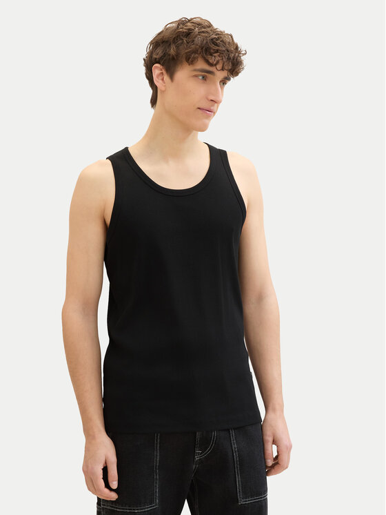 Tom Tailor Denim Tom Tailor Denim Tank top marškinėliai 1042035 Juoda Regular Fit