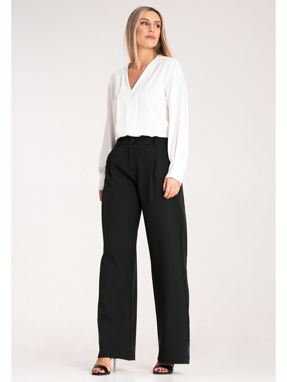 FIGL FIGL Spodnie palazzo M1129 Czarny Palazzo Fit