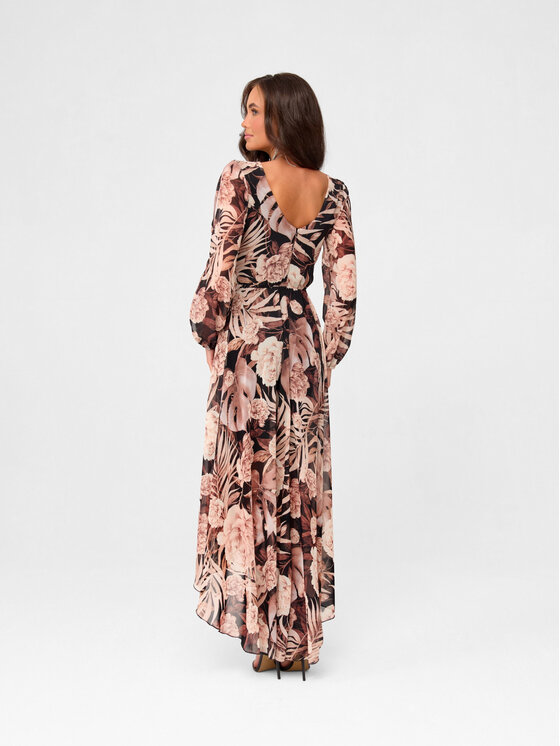 Roco Fashion Roco Fashion Sukienka koktajlowa Coralie Beżowy Regular Fit