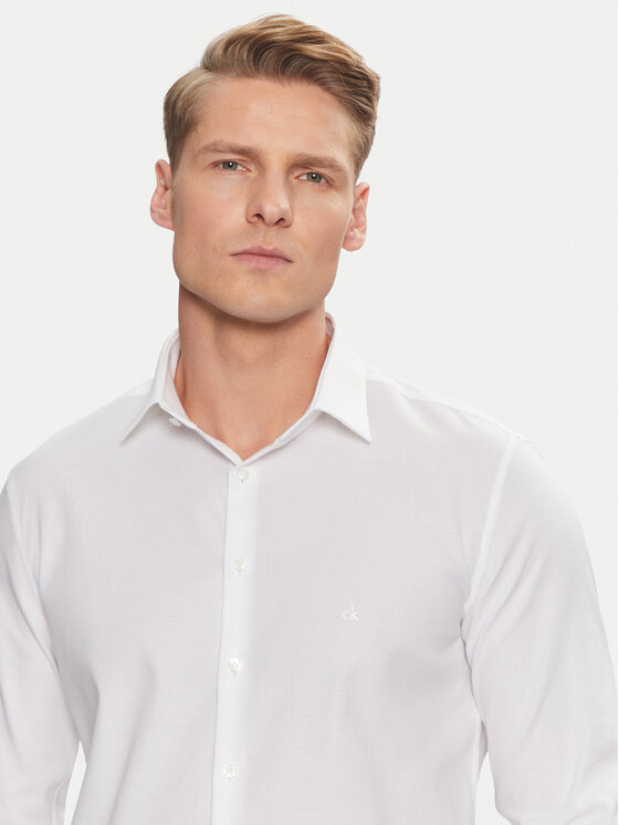 Calvin Klein Calvin Klein Koszula Non Iron Tonal Strct Slim Shirt K10K113848 Biały Regular Fit