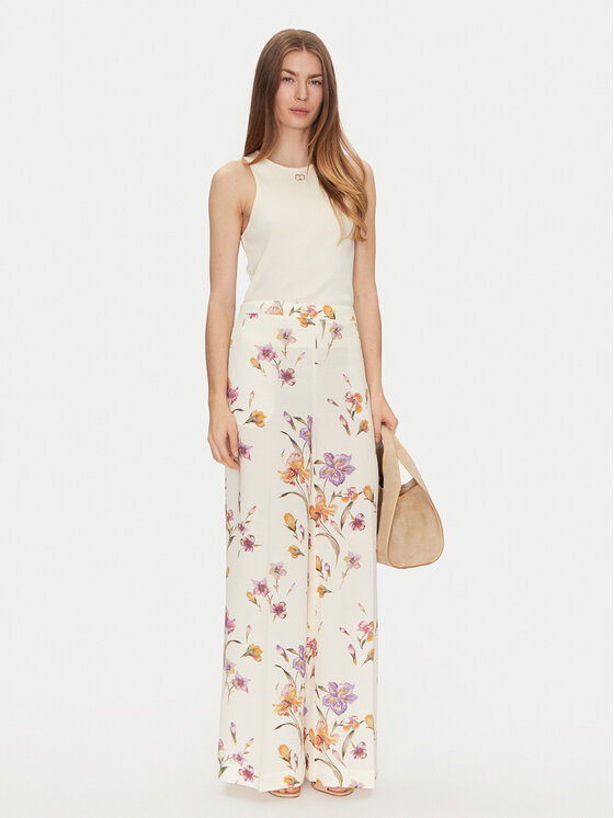 TWINSET TWINSET Palazzo nohavice 251TP2775 Écru Wide Leg
