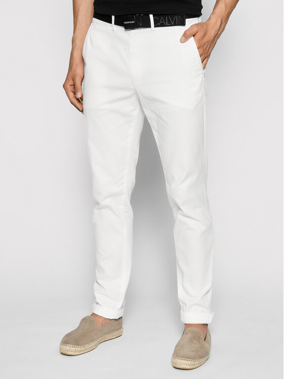 Calvin Klein Calvin Klein Chino hlače K10K106894 Bela Slim Fit