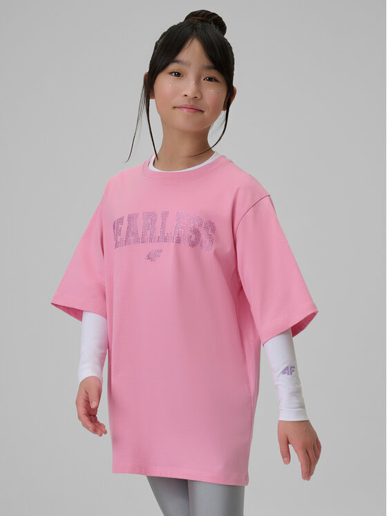 4F 4F T-Shirt SHINE ACADEMY Różowy jasny Regular Fit
