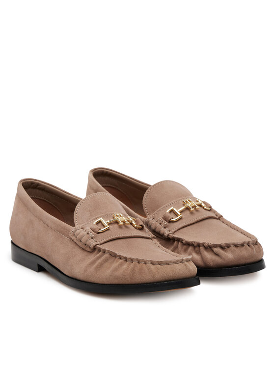 Tommy Hilfiger Tommy Hilfiger Półbuty Soft Suede Horsebit Loafer FW0FW08649 Beżowy