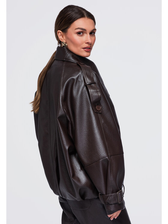 Ombre Ombre Kurtka przejściowa OW-JAFL-0139 Brązowy Oversize