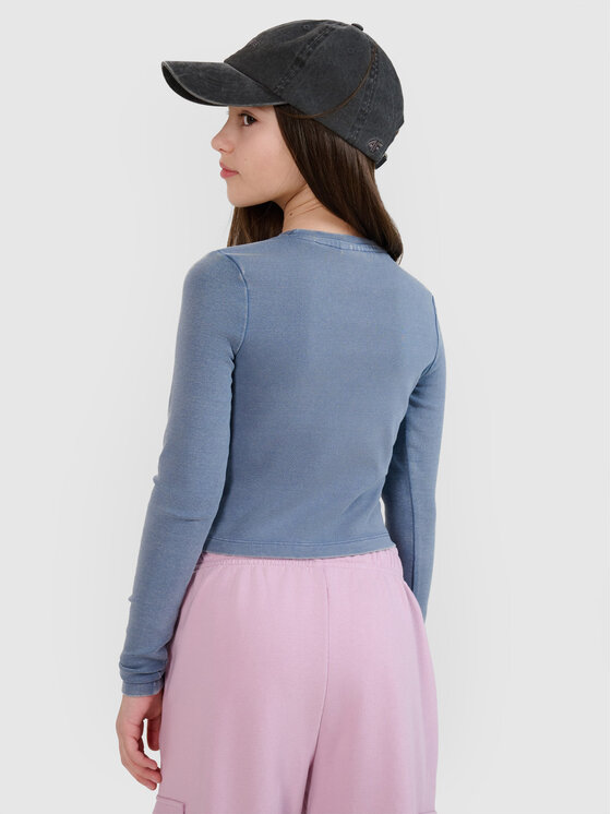 4F 4F Longsleeve 4FJWSS25TLONF430-32S Niebieski Slim Fit