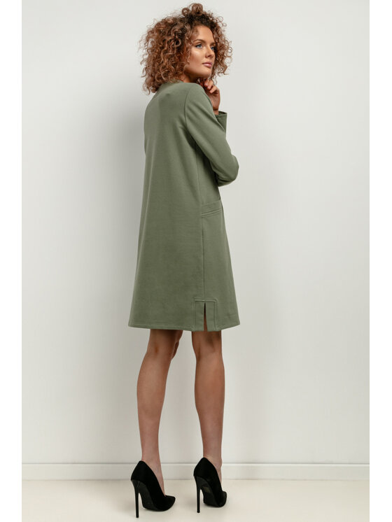 Tessita Tessita Sukienka dzianinowa T412/8/XS-S Zielony Relaxed Fit