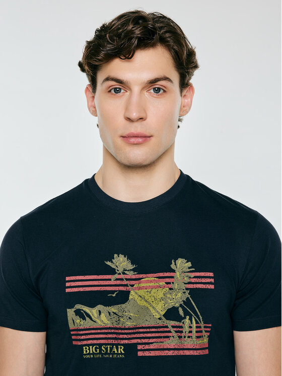 BIG STAR BIG STAR T-Shirt REGGER Granatowy Basic Fit