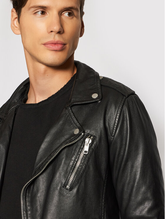 Serge Pariente Serge Pariente Odinė striukė Rocky Juoda Regular Fit