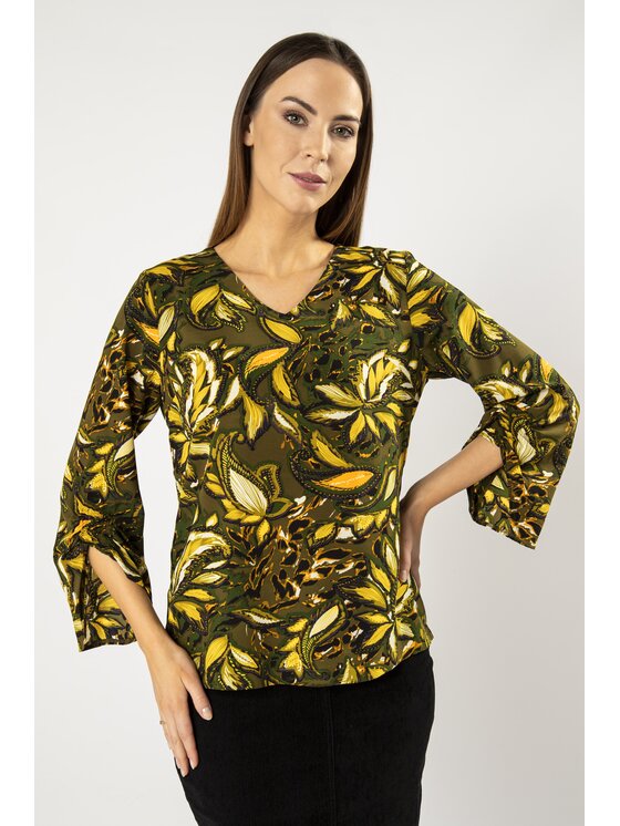 QUIOSQUE QUIOSQUE Bluzka 19-TK-212 Zielony Regular Fit