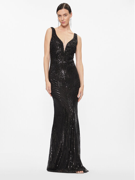 Fracomina Rochie de seară FQ23WD3005W66701 Negru Slim Fit