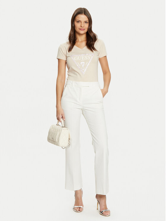 Guess Guess T-Shirt W5RI21 J1314 Beżowy Regular Fit