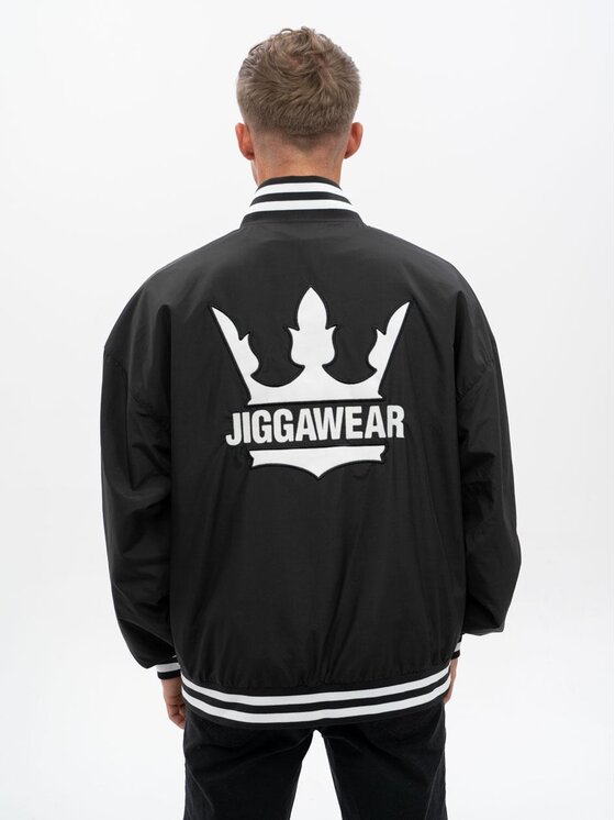 Jigga Wear Jigga Wear Kurtka bomber Kurtka Baseball Męska Czarna / Biała Jigga Wear Crown L Czarny Regular Fit