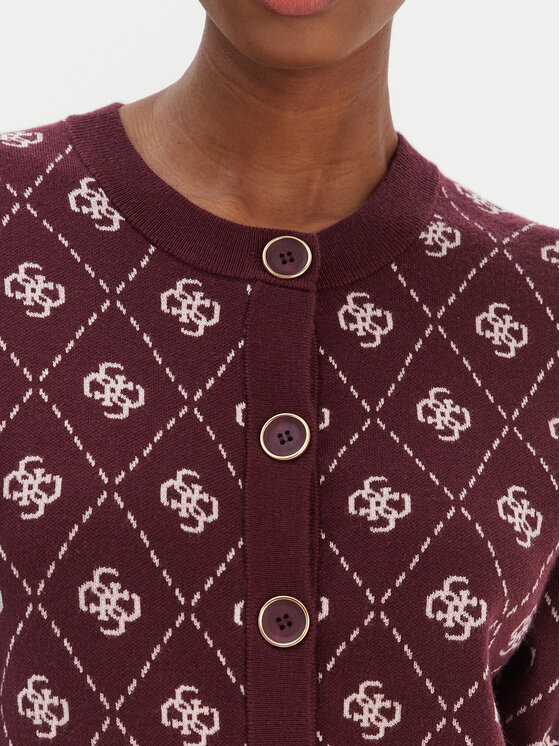 Guess Guess Pletena jopica W4BR0D Z3JD2 Bordo rdeča Regular Fit