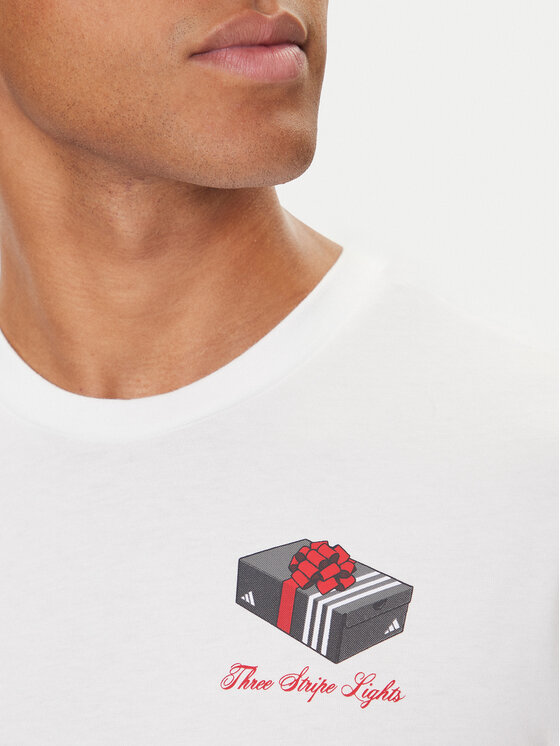 adidas adidas Tricou 3-Stripes Lights Giftbox Graphic JV8439 Alb Regular Fit
