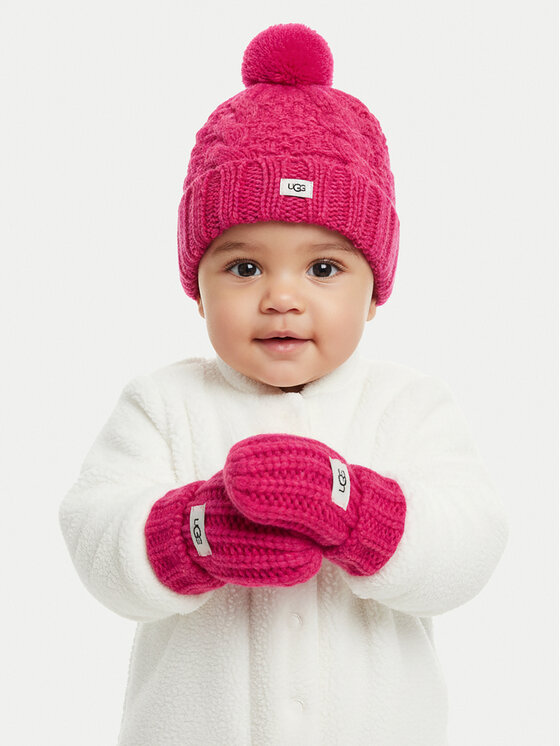 Ugg Ugg Zestaw Czapka i Rękawiczki K Infant Knit Set 22726 Różowy