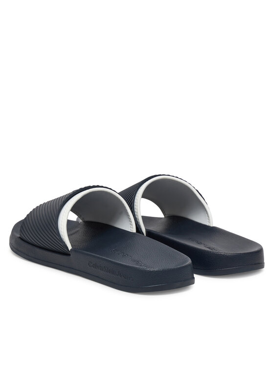 Calvin Klein Jeans Calvin Klein Jeans Klapki Slide Rubber Neoprene Text YM0YM01234 Granatowy