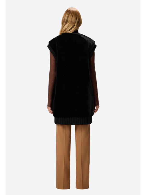 PINKO PINKO Kamizelka Genovese gilet similpelliccia Czarny Regular Fit