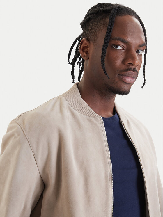 BOSS BOSS Geacă de piele H-Muller 50543213 Bej Regular Fit