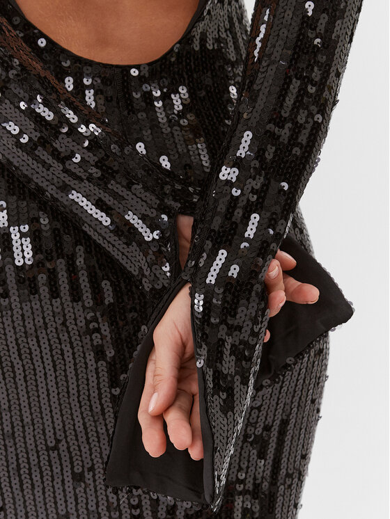 ROTATE ROTATE Sukienka wieczorowa Sequin 111349100 Czarny Slim Fit