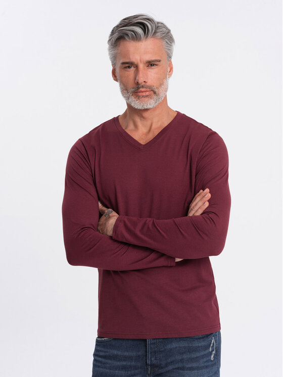 Ombre Ombre S dlouhým rukávem OM-LSBL-0108 Bordó Classic Fit