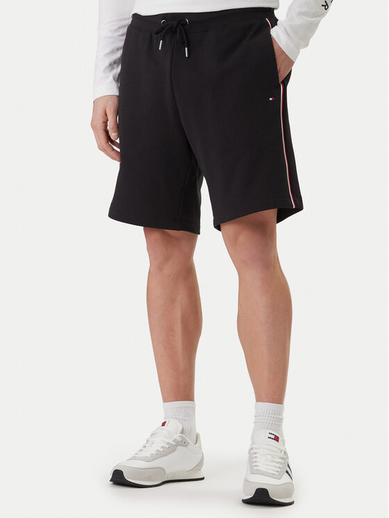 Tommy Hilfiger Tommy Hilfiger Спортни шорти Global Stripe MW0MW42883 Черен Regular Fit