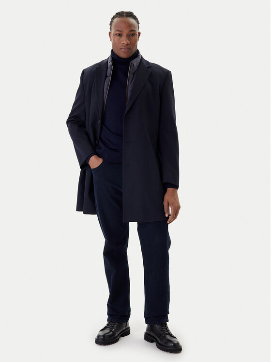 Bugatti Bugatti Cappotto di lana 821628-84221 M Blu scuro Regular Fit