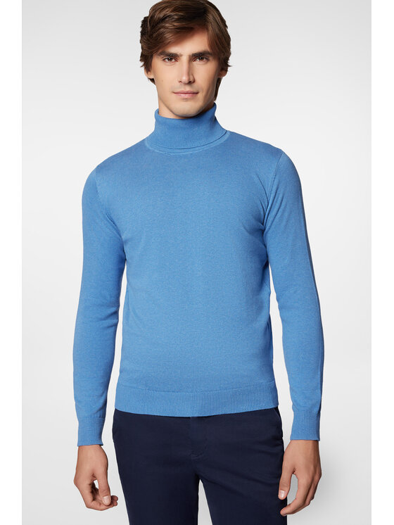 Próchnik Próchnik Golf Golf Błękitny Bawełniany PM5 SW073224000028 Niebieski Slim Fit