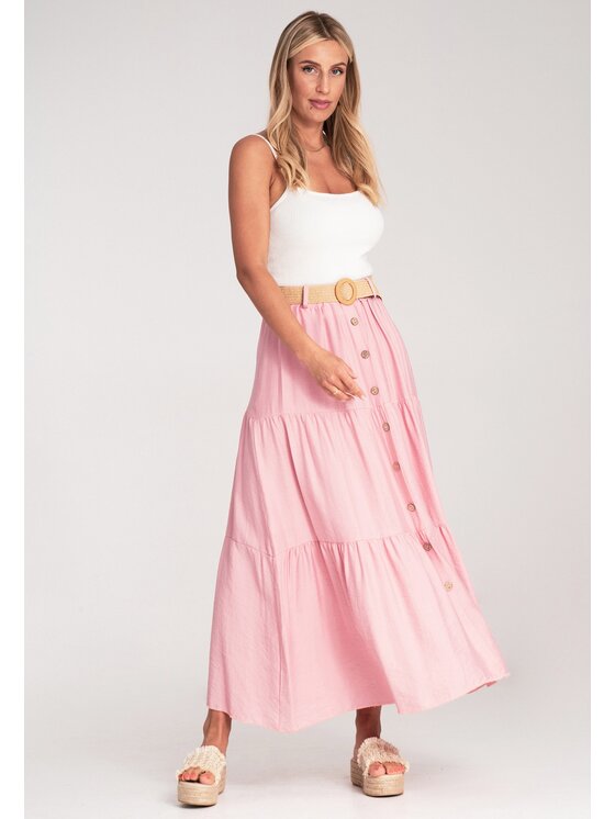 FIGL FIGL Maxi sukně M1222 Růžová Straight Fit