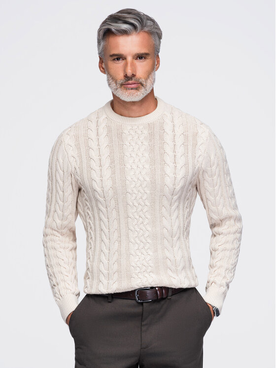 Ombre Ombre Sweter OM-SWSW-0191 Biały Regular Fit